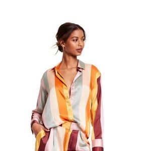 Fe Noel for Target Striped Multicolor Button-Up Blouse